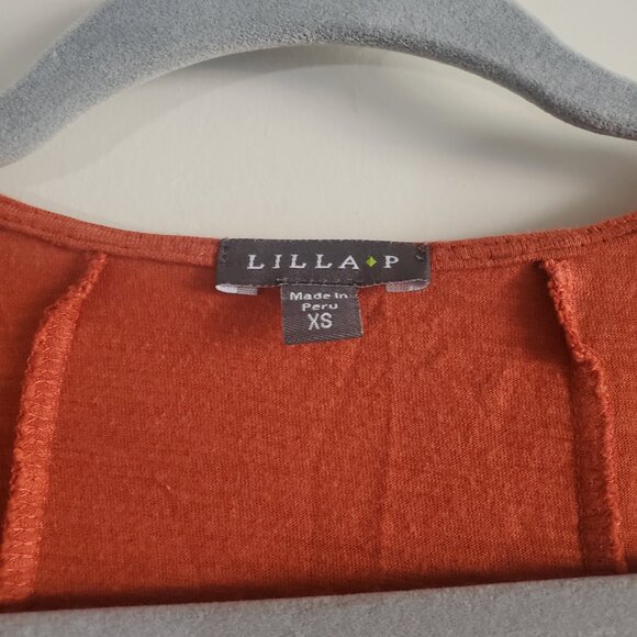 Lilla P Women's Shift Dress Rusty Orange XS Long Sleeve Modal Autumn Casual - Picture 6 of 9